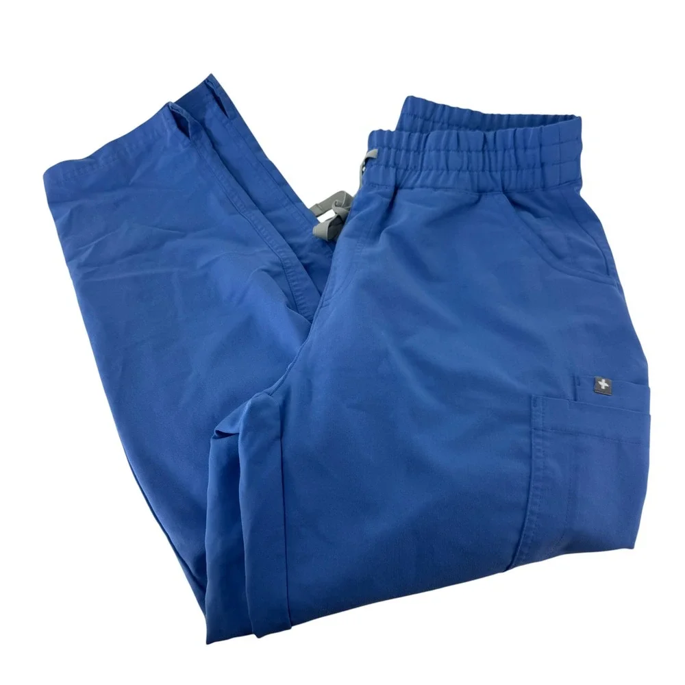 FIGS Technical Collection Royal Blue Cargo Scrub Pants Mens Small S Drawstring